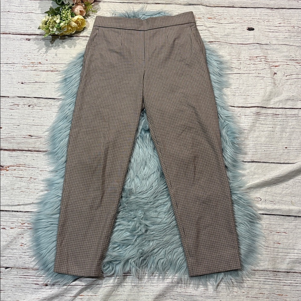 Aritzia Babaton Brown Black Conan Houndstooth Ankle High Rise Trousers